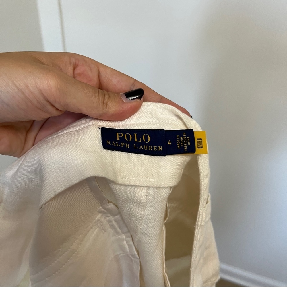 Polo Ralph Lauren Belted Linen Shorts in White Womens Size 4 - Picture 4 of 5